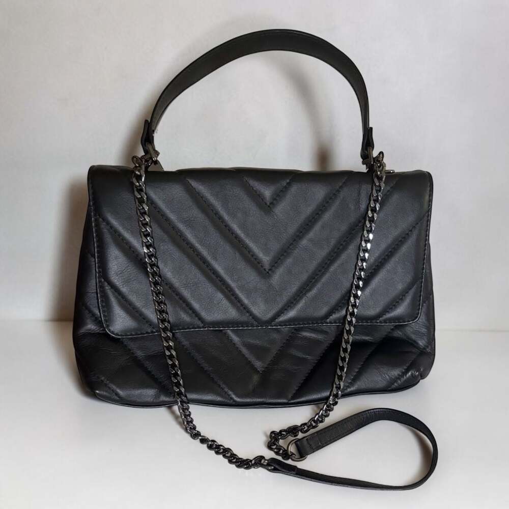 NWT Maison Héritage Paris Black Quilted Italian Leather Crossbody Bag